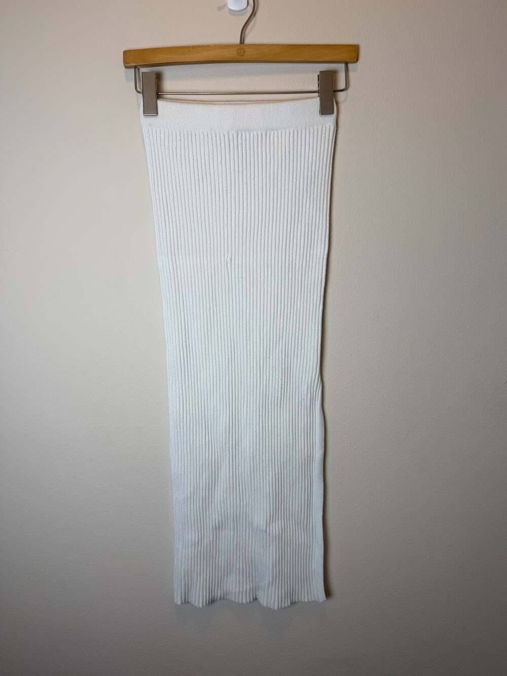 Princess Polly Midi Skirt Size S/M White Ribbed Knit